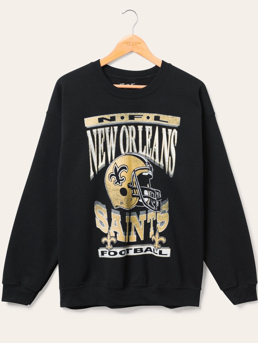 New! Junk Food NFL New Orleans Saints Graphic Sweatshirt Black XS 34229